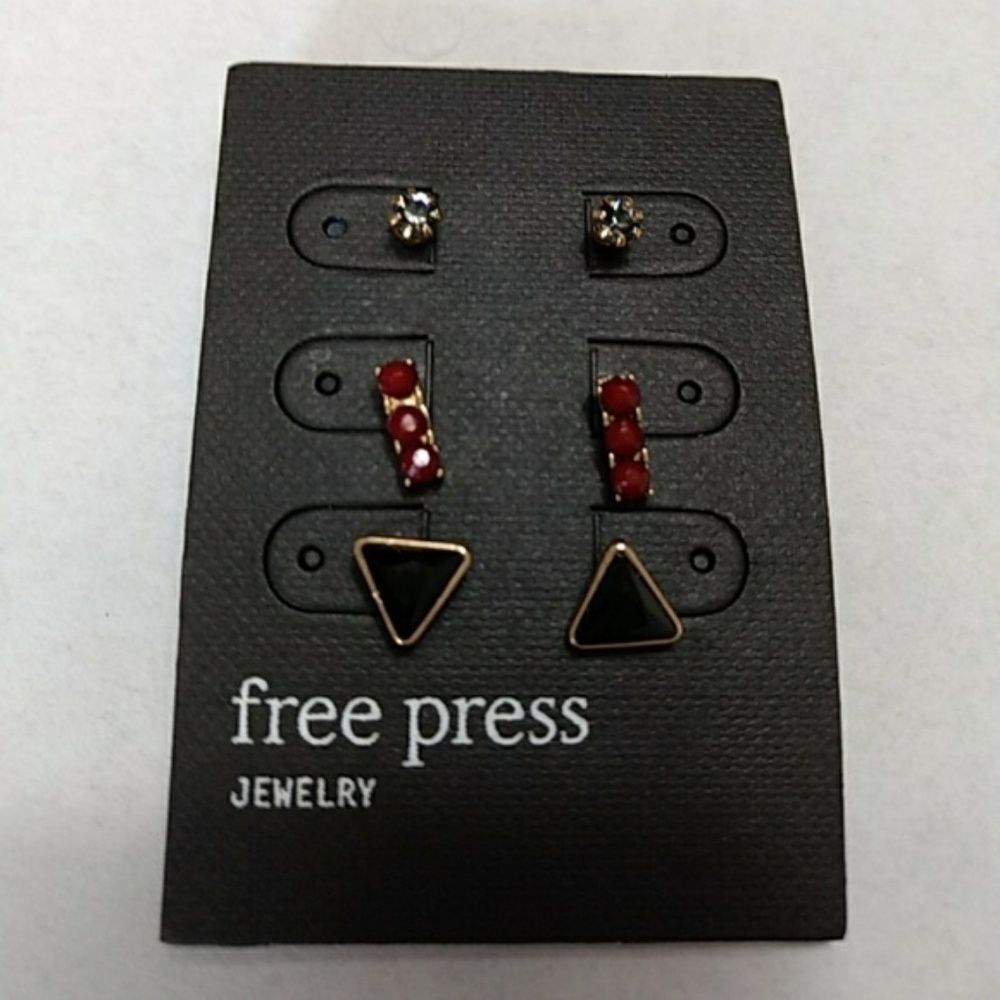 Free Press Black and Red Earring Set